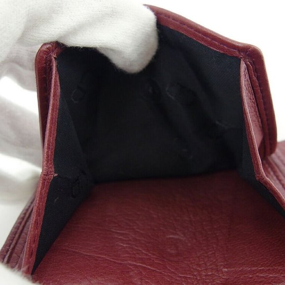 DIOR Two-fold wallet CD Mark Bordeaux Leather Auth USED T18173 - Picture 8 of 8